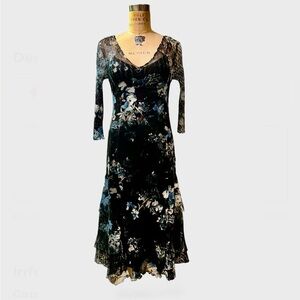 NWT Komarov Elegant dark blue Floral Women's Dress Size M